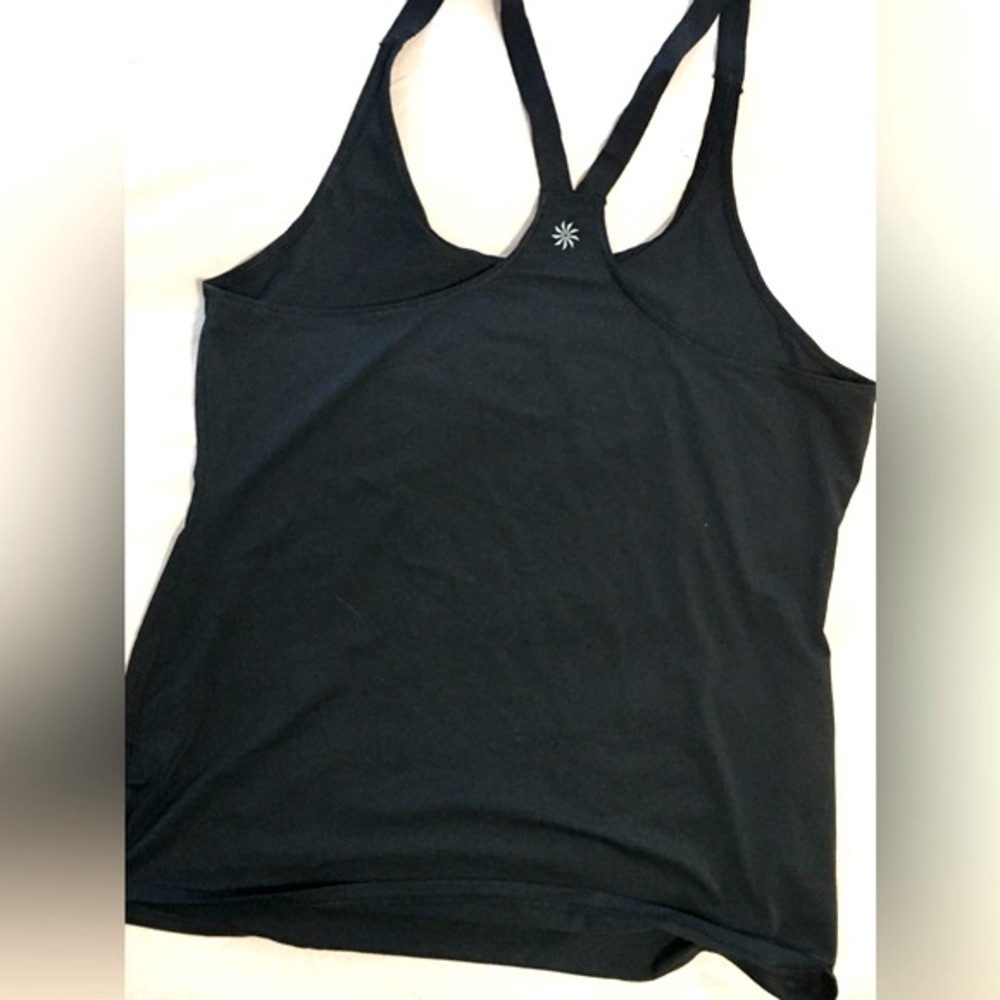 Athleta Black Racerback Tank Top with Starburst Logo M